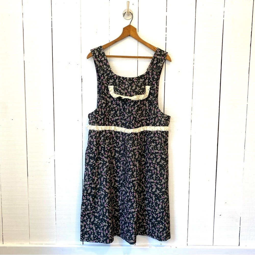 L'orla Leith Oral Kiely floral sleeveless corduroy lace trim dress